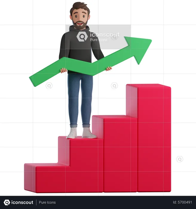 Young man stand on podium  3D Illustration