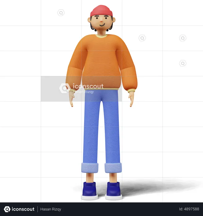 Young man standing  3D Illustration