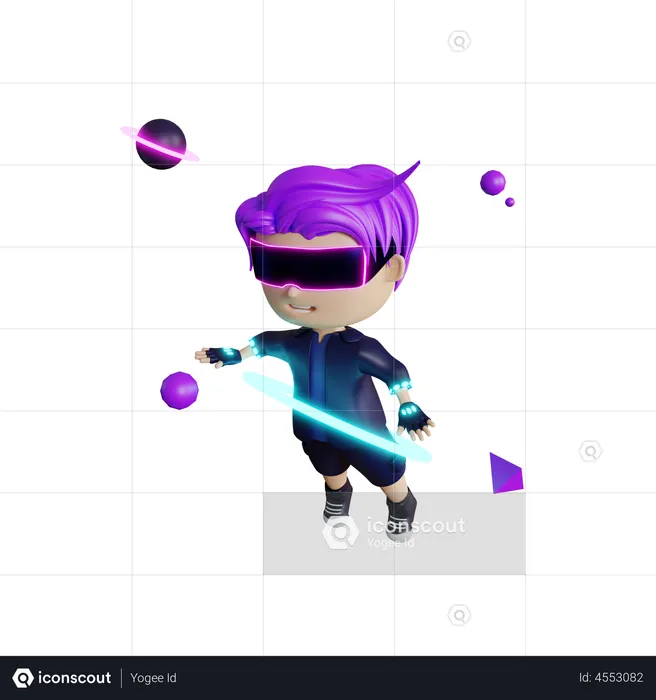 Young man using metaverse tech  3D Illustration