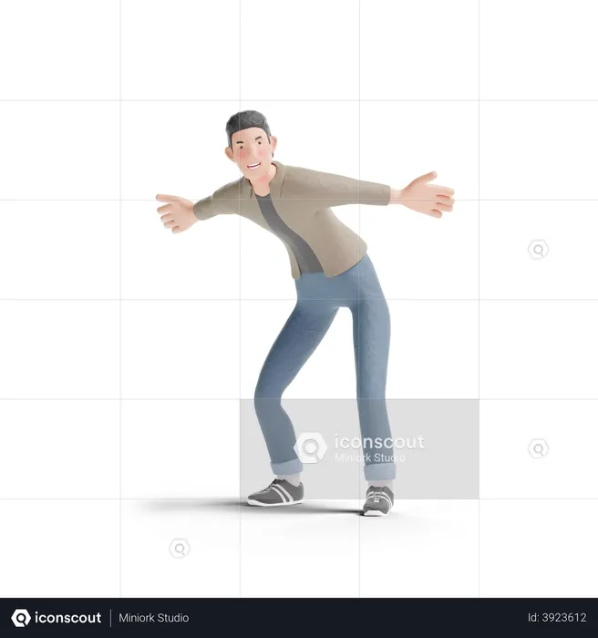 Young man with excited gesture Logo 3D Logo