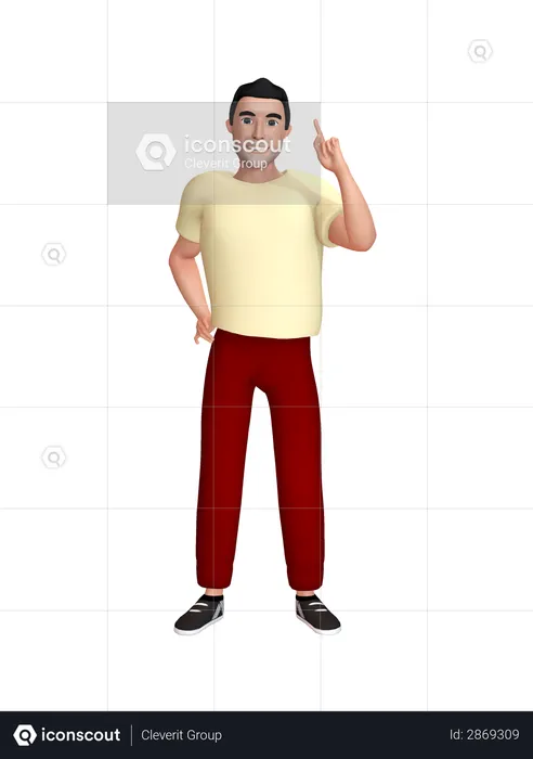 Young man with idea  3D Illustration