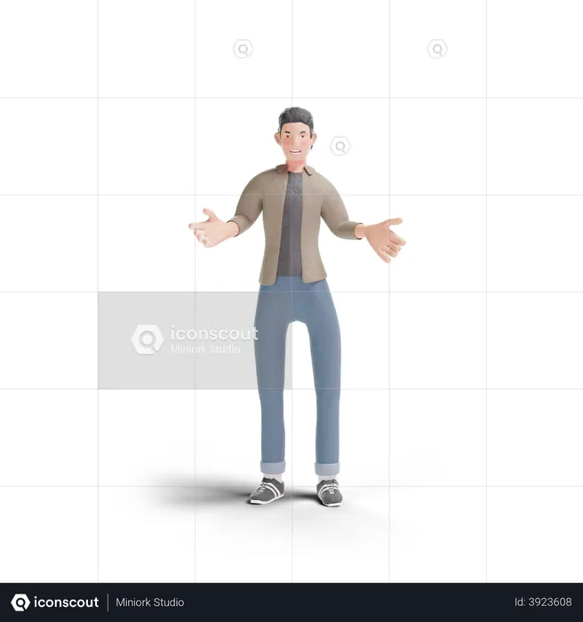 Young man with open arm gesture Logo 3D Logo