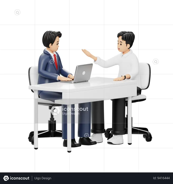 Young Men Discussing Something About Business  3D Illustration