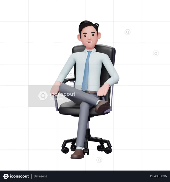 Young successful businessman sitting on a chair relaxed  3D Illustration