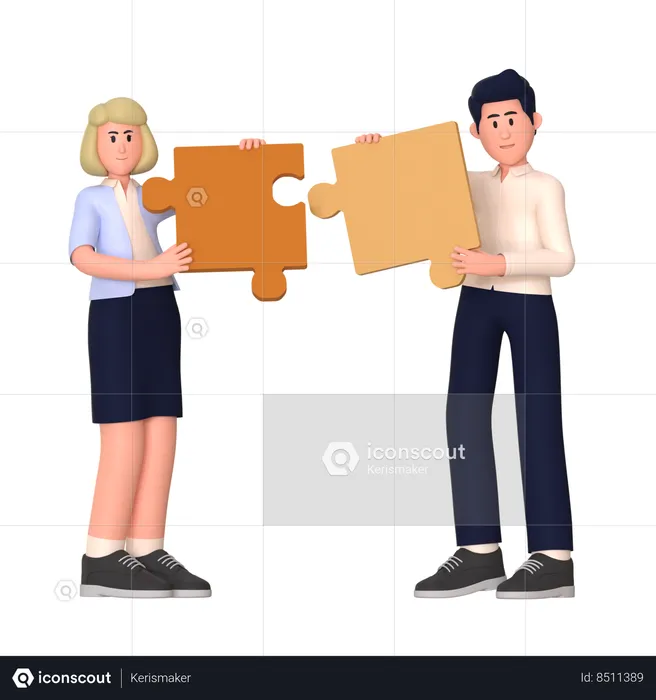 Young Woman And Man Solving Problem  3D Illustration