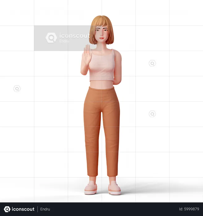 Young Woman Making a Stop Gesture  3D Illustration