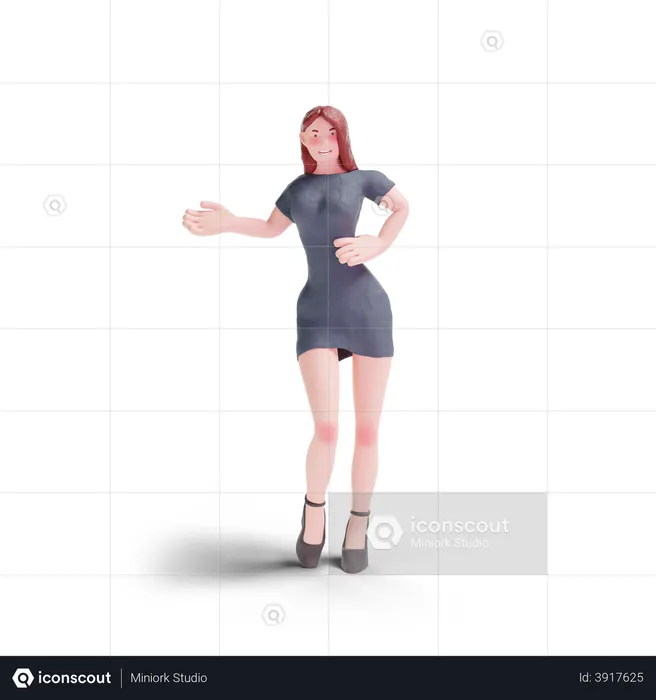 Young woman showing direction  3D Illustration