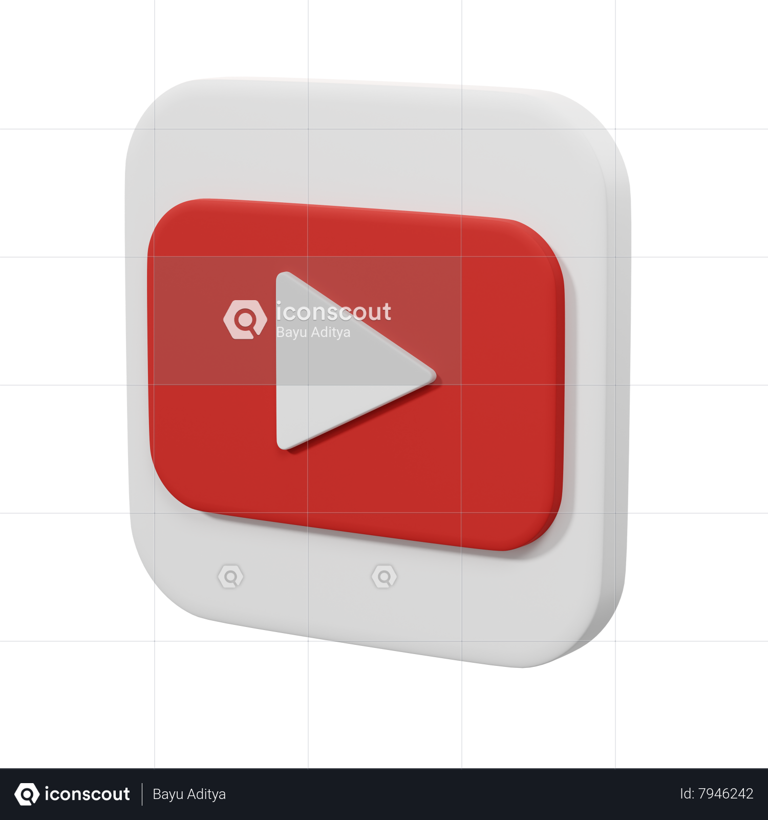 3D Youtube Button Icon Shape Editorial Image - Illustration of logo,  assets: 149211585