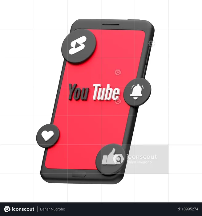 Youtube auf dem Smartphone Logo 3D Icon