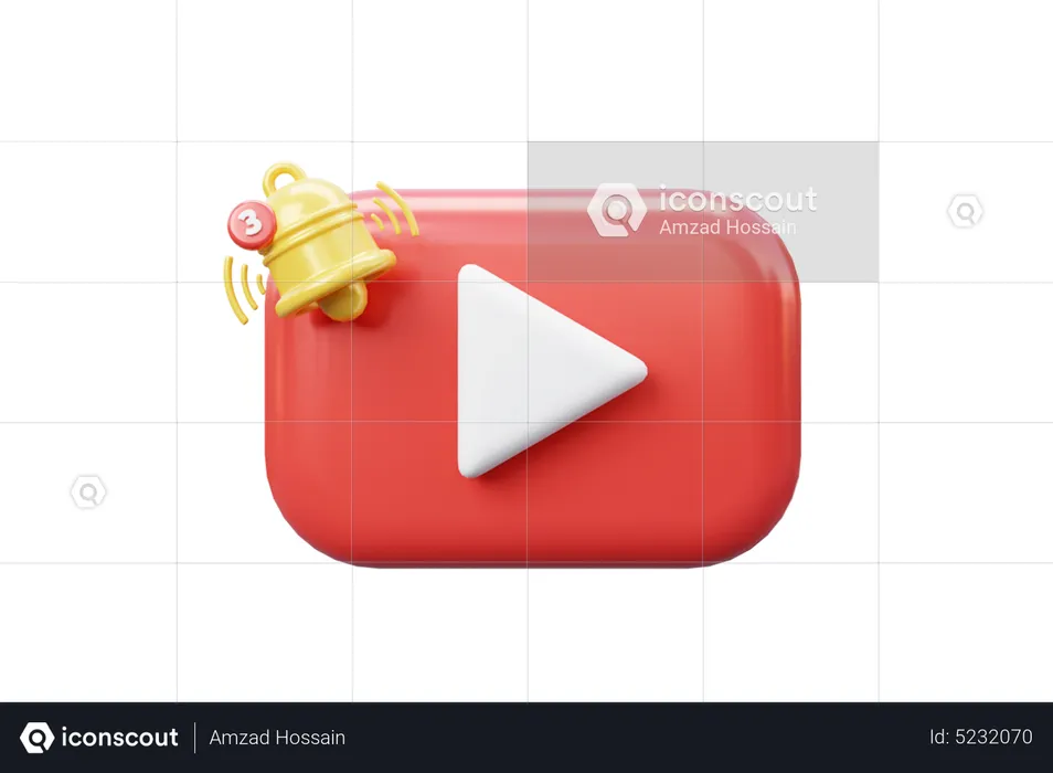 Youtube with notification  3D Icon