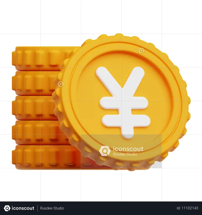 Yuan münzenstapel  3D Icon