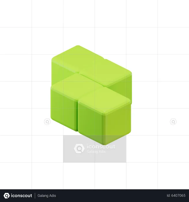 Z-Shape Zigzag Tetris Block  3D Icon