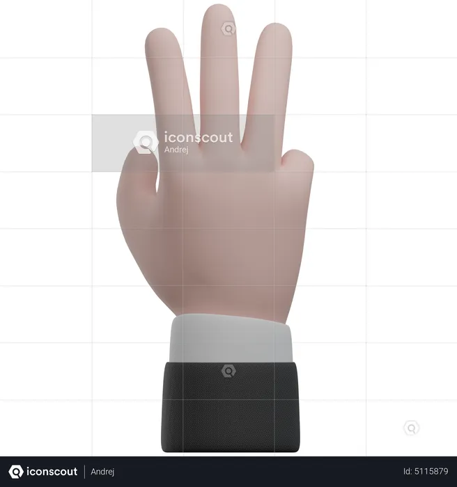 Mit der Hand zählen drei Handbewegungen  3D Icon