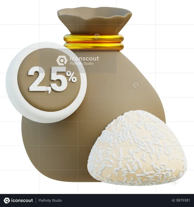 Zakat Rice Bag Donation  3D Icon