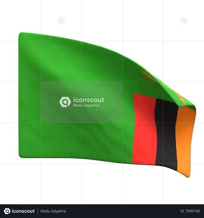 Zambia Flag Flag 3D Icon