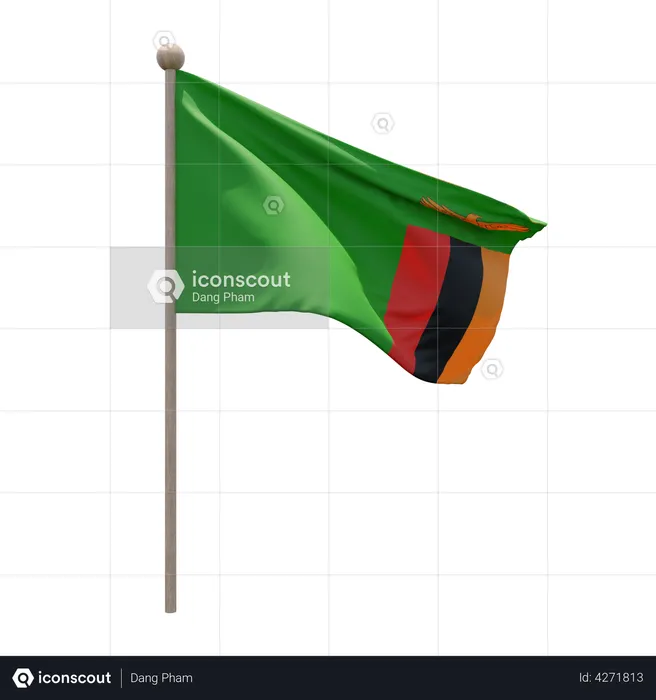 Zambia Flagpole Flag 3D Flag