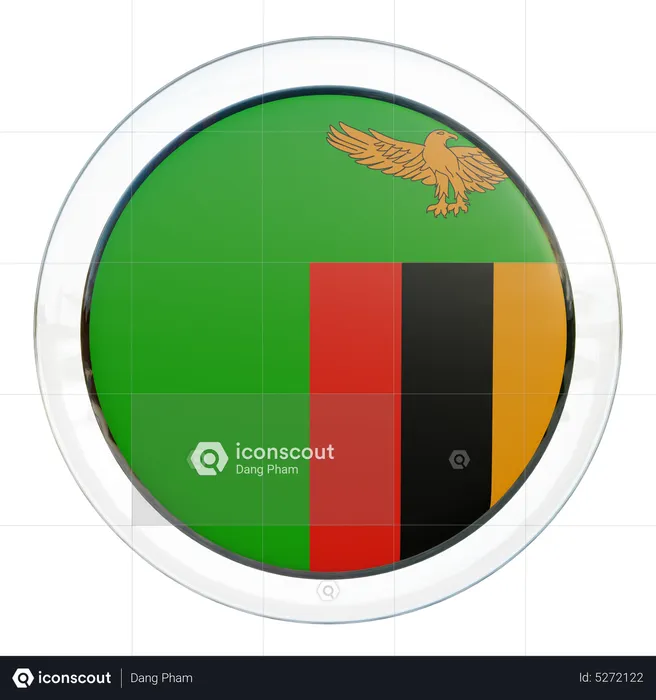 Zambia Round Flag Flag 3D Icon