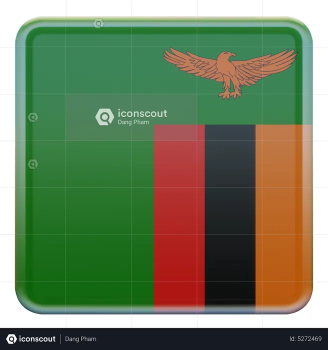 Zambia Square Flag Flag 3D Icon