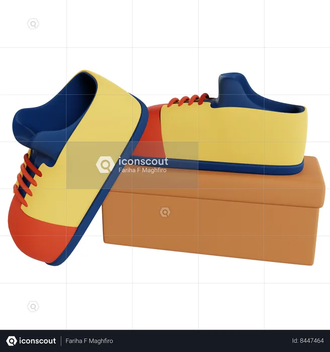 Pantalla de compras de zapatillas de deporte coloridas  3D Illustration