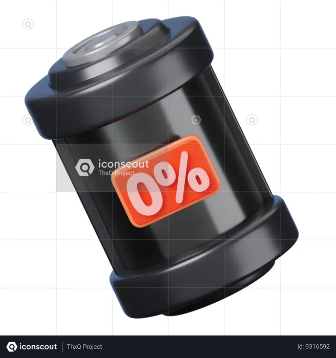 Zero Percent Battery  3D Icon