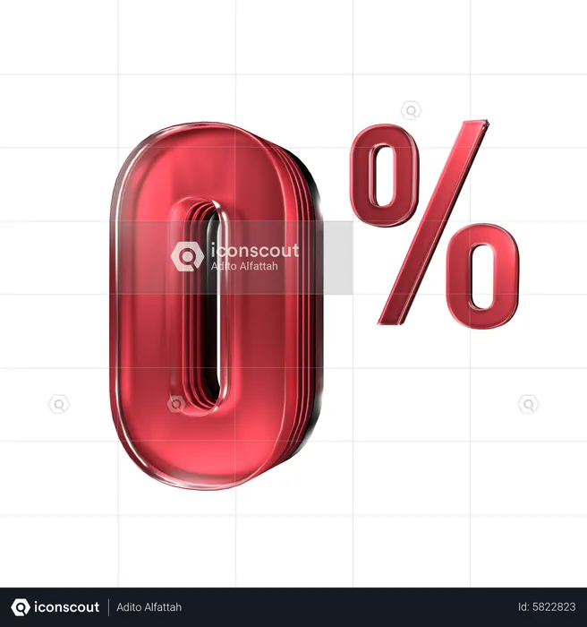 Zero Percent Off Discount  3D Icon