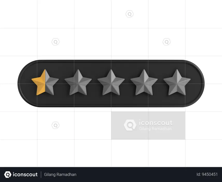 Zero Point Five of Five Star Rating  3D Icon
