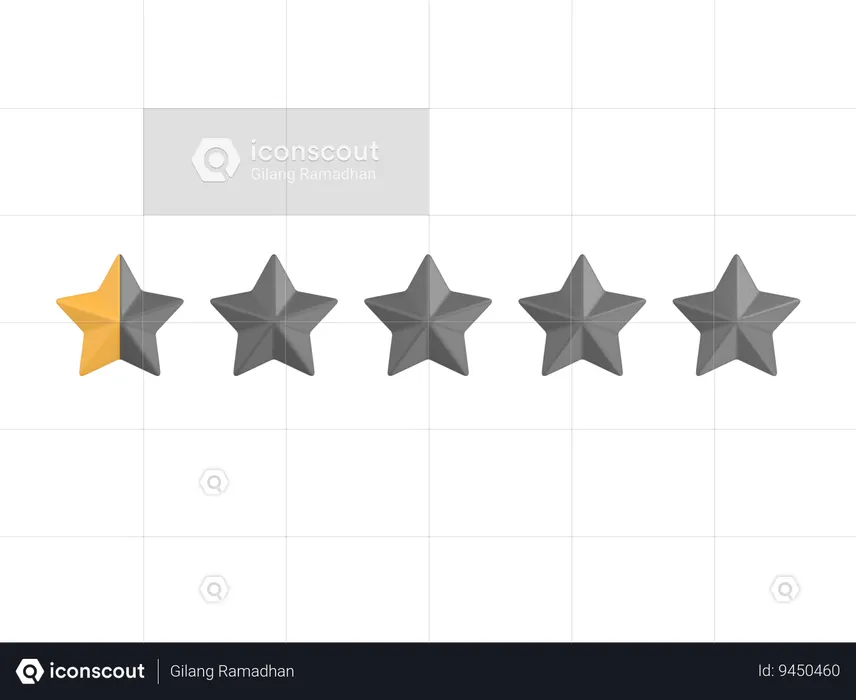 Zero Point Five Star Rating  3D Icon