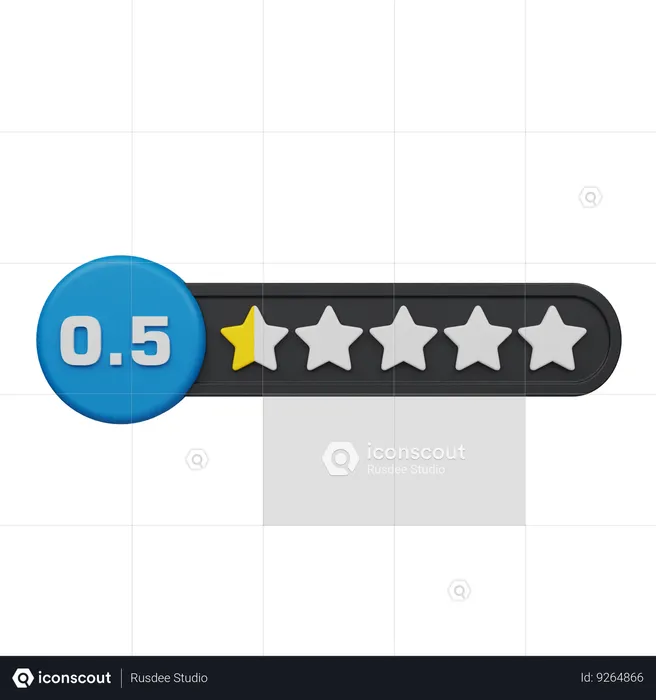 Zero Point Five Star Rating Circle Label  3D Icon