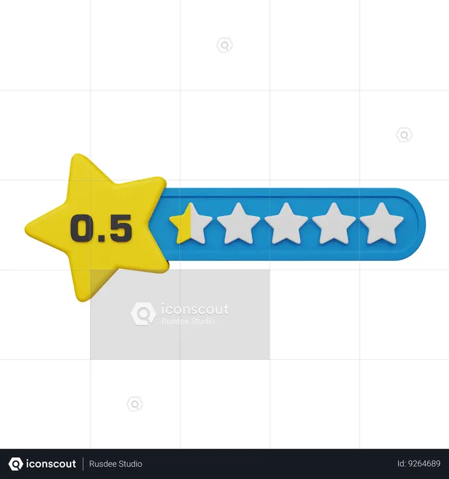 Zero Point Five Star Rating Label  3D Icon
