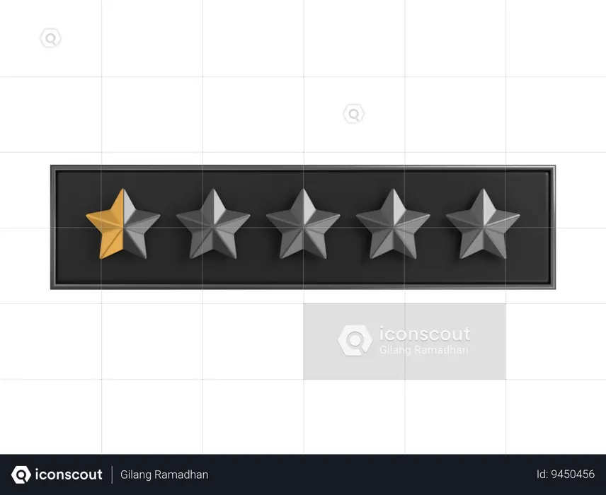 Zero Point Five Star Rating Label  3D Icon