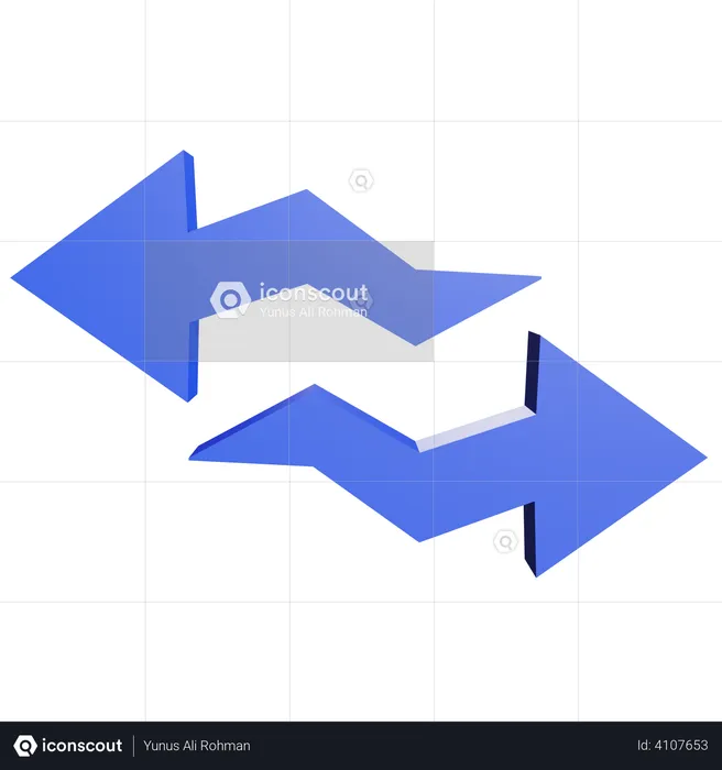 Zickzack rechts und links  3D Illustration