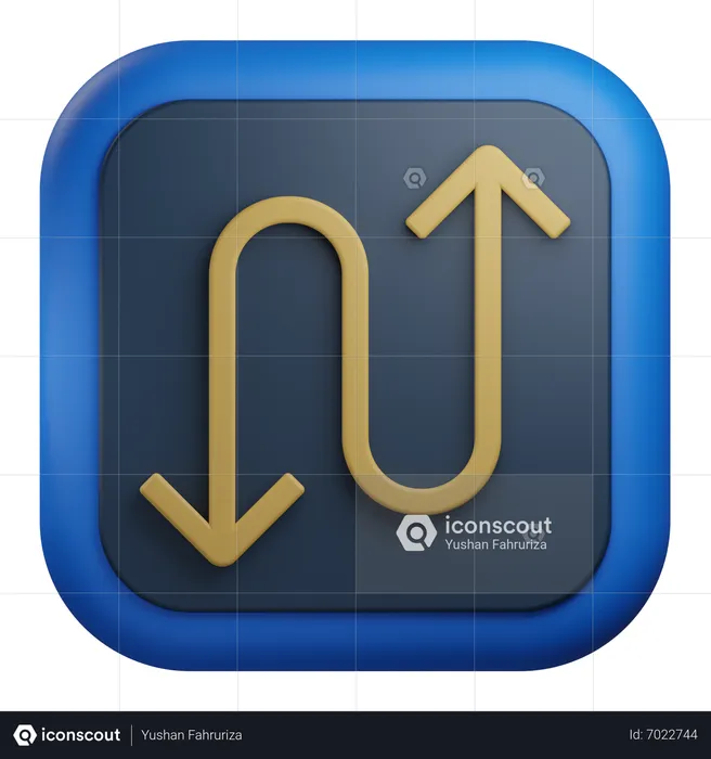 Zig Zag Arrow  3D Icon