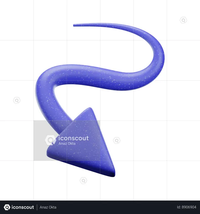 Zig Zag Down Arrow  3D Icon