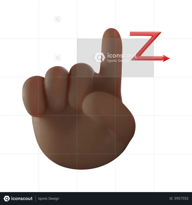 Zig Zag Finger Gesture  3D Illustration