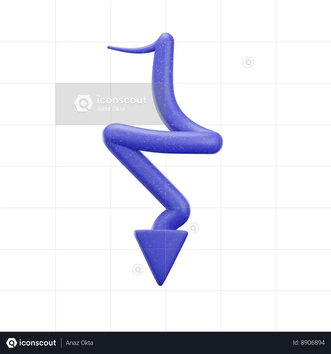 Flecha hacia abajo en zigzag  3D Icon