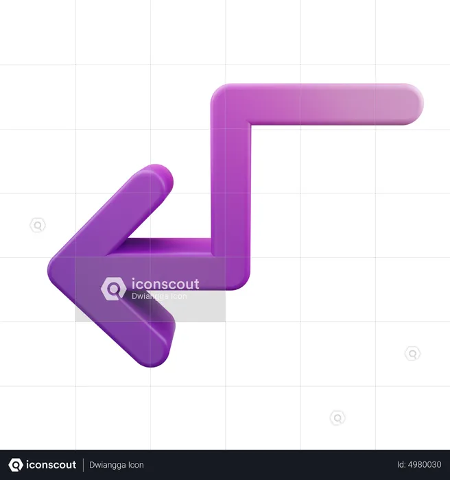 Zigzag Down Left Arrow  3D Icon