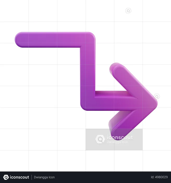 Zigzag Down Right Arrow  3D Icon