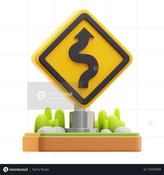 Zigzag road sign  3D Icon