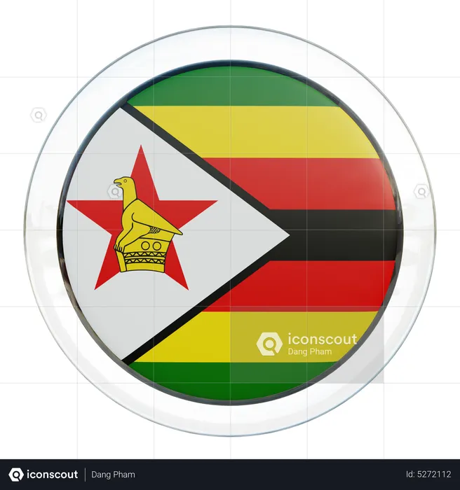 Drapeau rond du Zimbabwe Flag 3D Icon