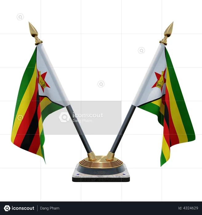 Soporte de bandera de doble escritorio de Zimbabwe Flag 3D Flag