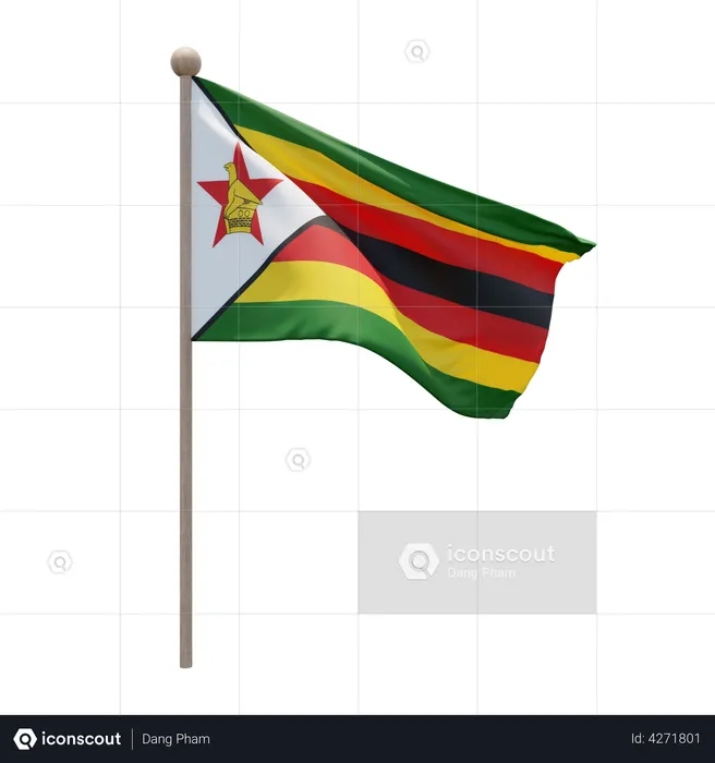 Zimbabwe Flagpole Flag 3D Flag