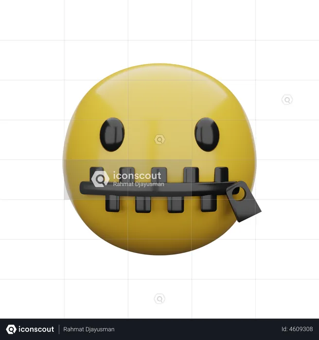 Zip Mouth Emoji 3D Illustration