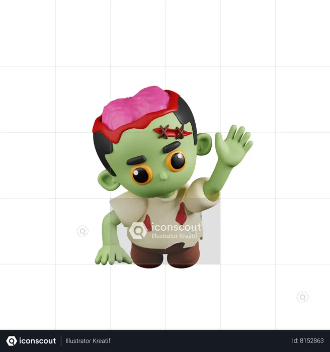 Zombie Crawling On The Ground  3D Illustration