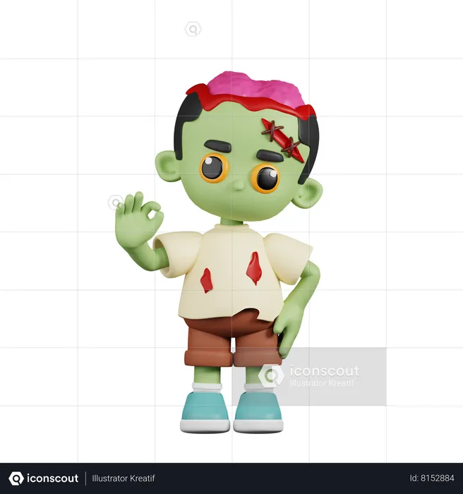 Zombie Giving Ok Sign  3D Illustration