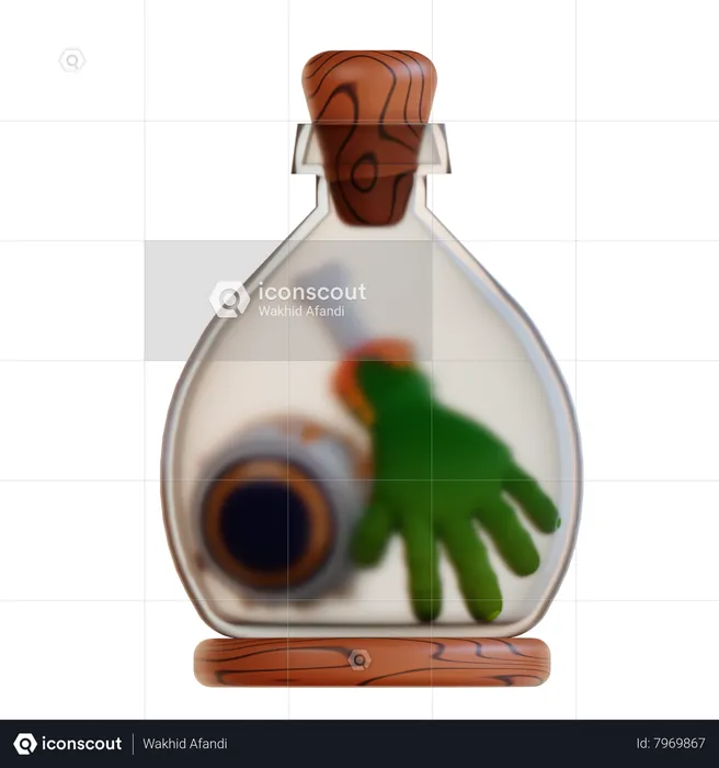 Zombie Hand And Eye In Bottle  3D Icon