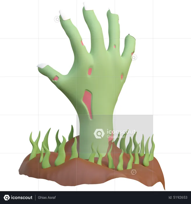 Zombie Hand Rising From Ground  3D Icon