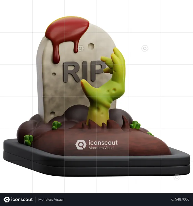 Zombie Hand Tombstone  3D Icon