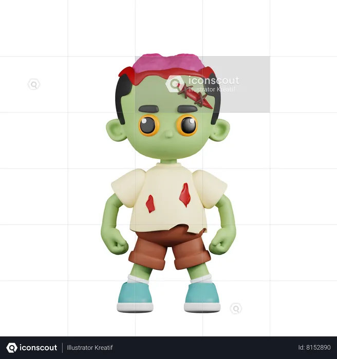 Zombie Hero Stance  3D Illustration