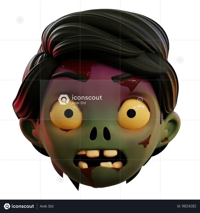 Zombie muy asustado Emoji 3D Icon