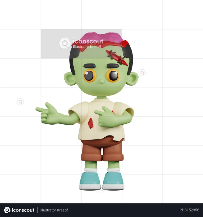 Zombie Pointing Fingers In Direction  3D Illustration
